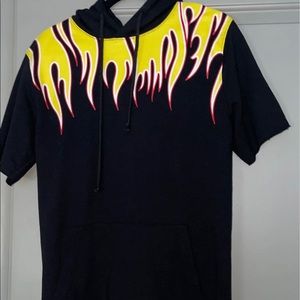 Hit Topic Black Long shirt hoodie with Fire design